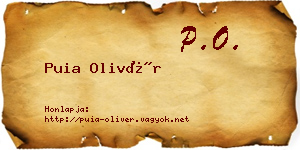 Puia Olivér névjegykártya